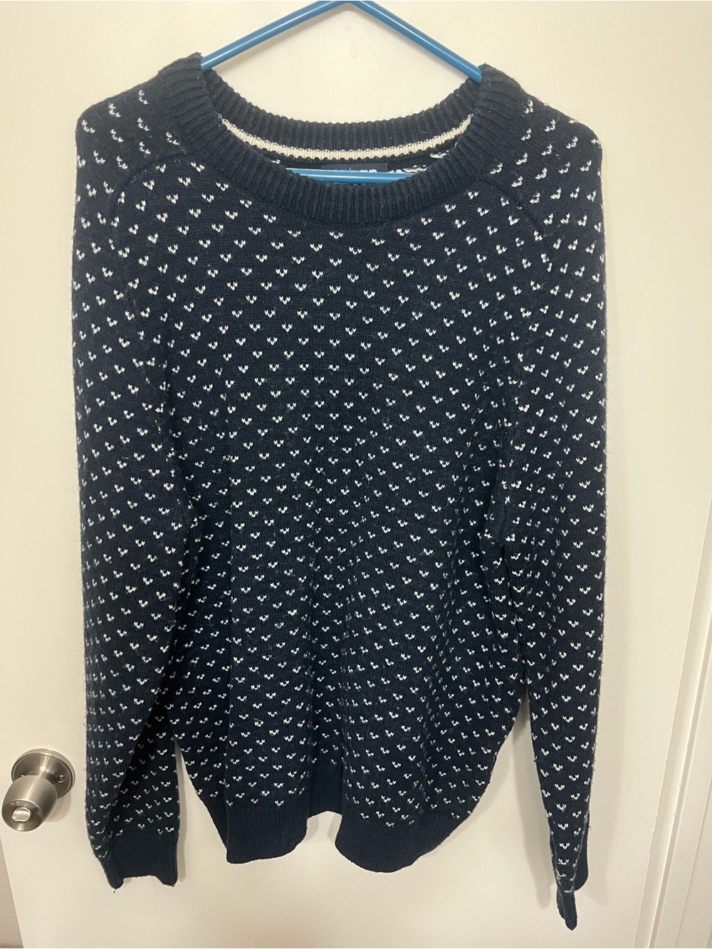 Lands' End Navy Sweater with White Fleck Pattern